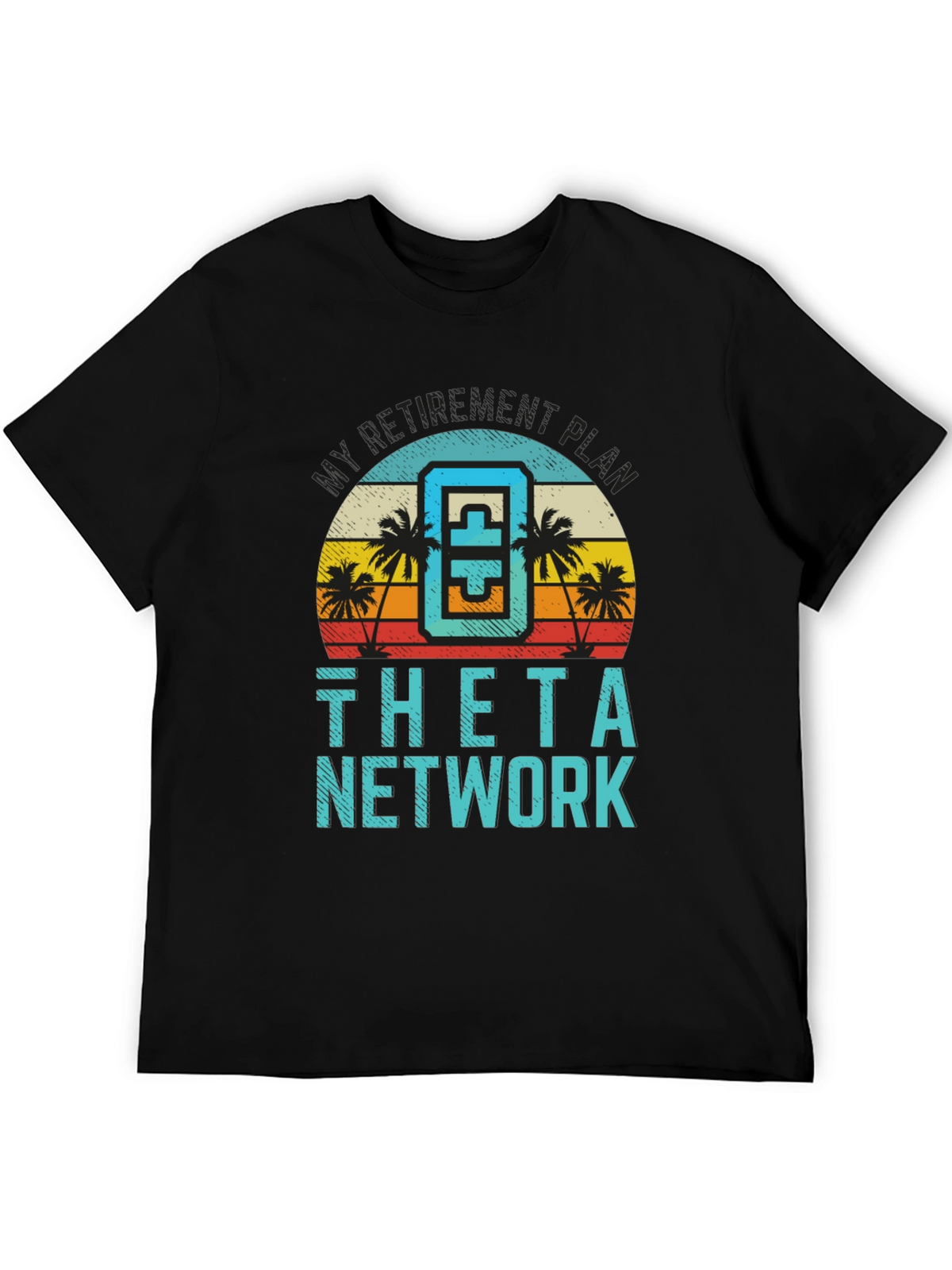 Theta Network Black T-Shirt Beach Sunset Design