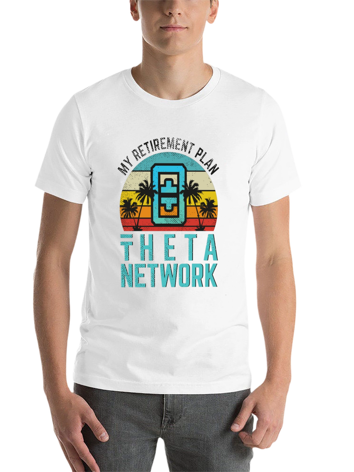 Theta Network Black T-Shirt Beach Sunset Design
