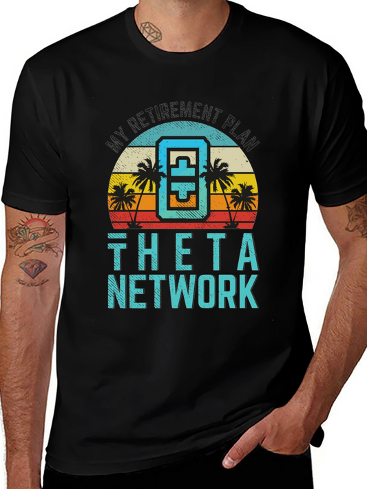 Theta Network Black T-Shirt Beach Sunset Design
