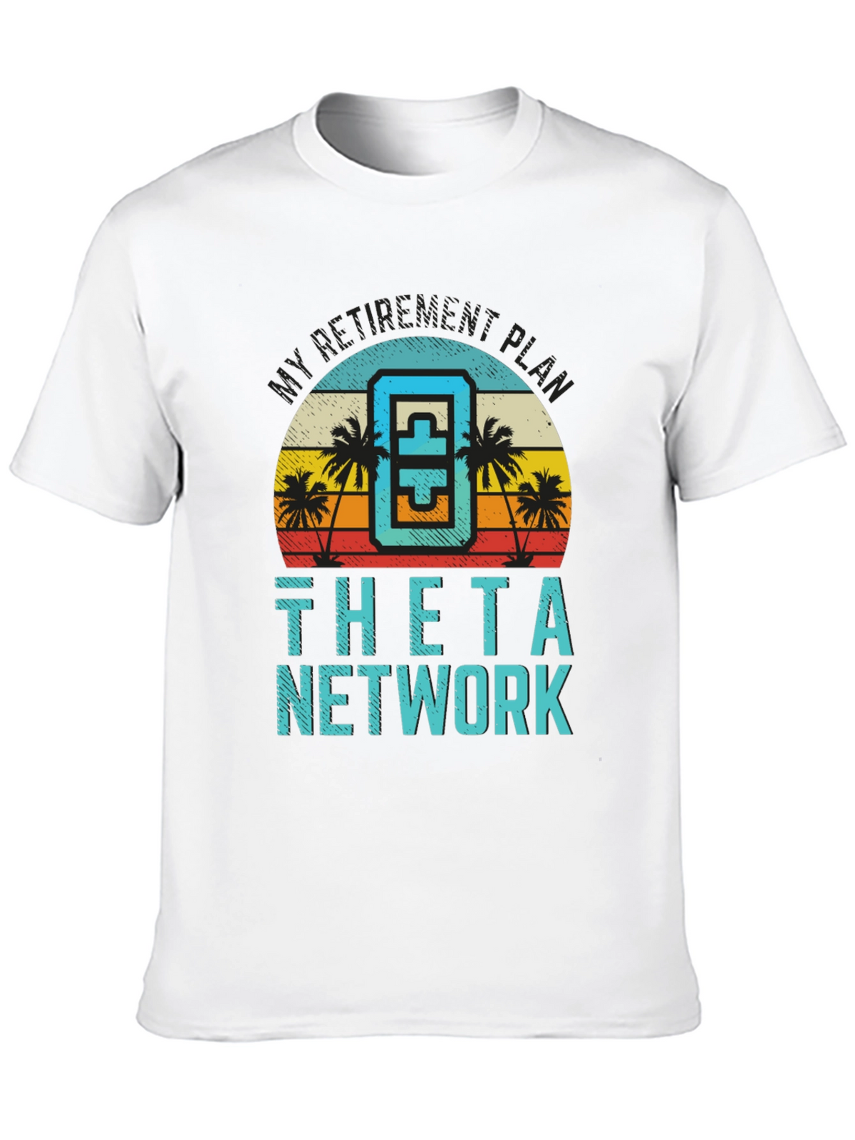 Theta Network Black T-Shirt Beach Sunset Design