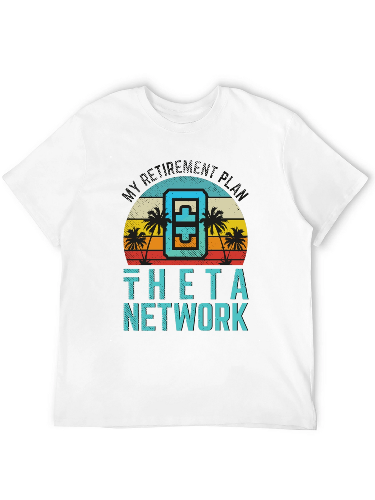 Theta Network Black T-Shirt Beach Sunset Design