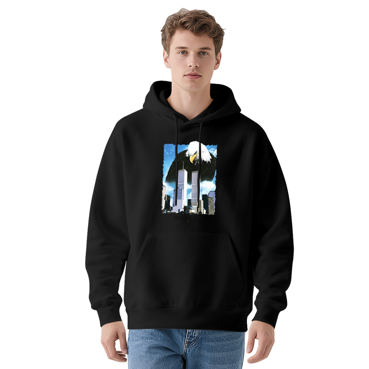 Bald Eagle & Twin Towers 9/11 Remembrance Patriotic Graphic Hoodie