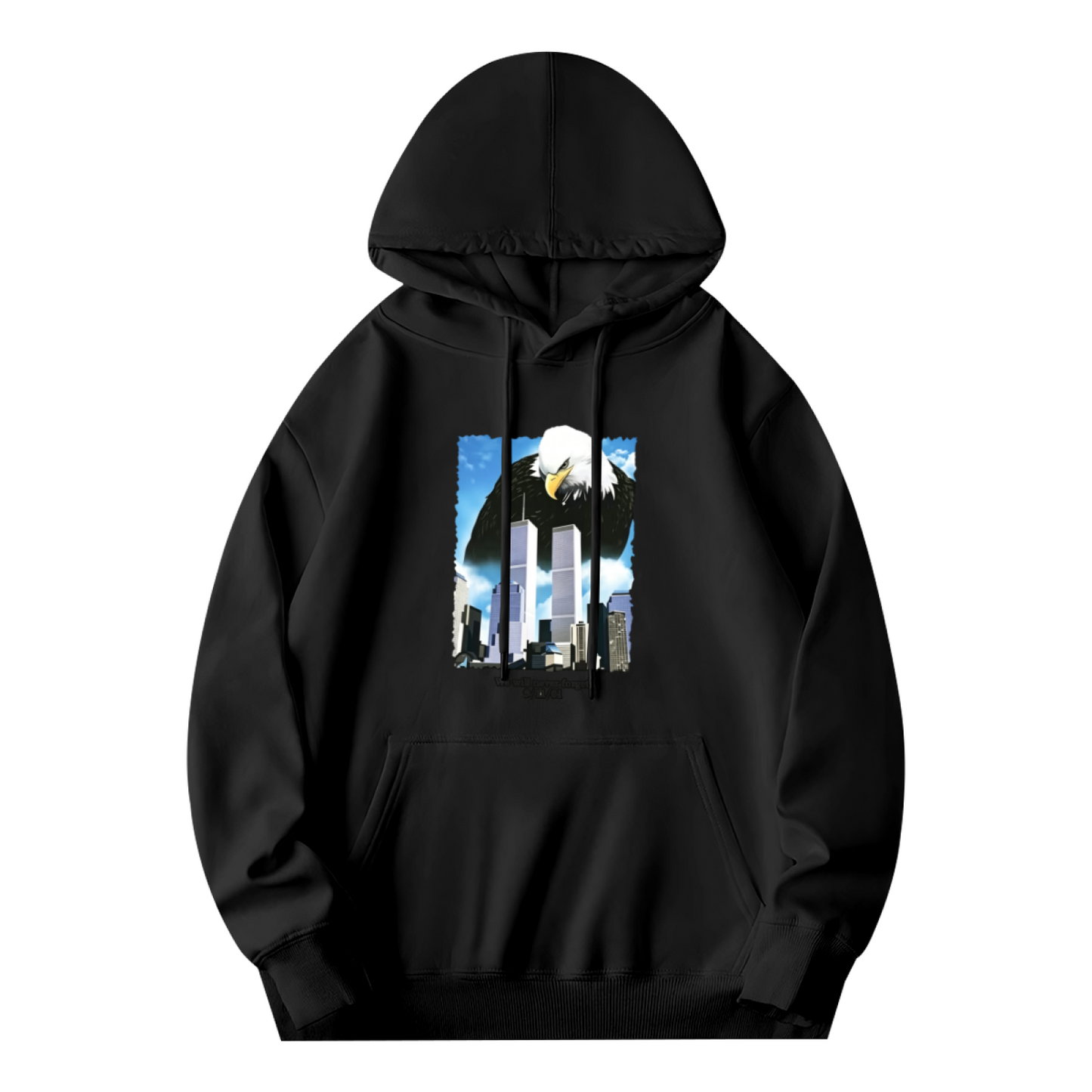 Bald Eagle & Twin Towers 9/11 Remembrance Patriotic Graphic Hoodie
