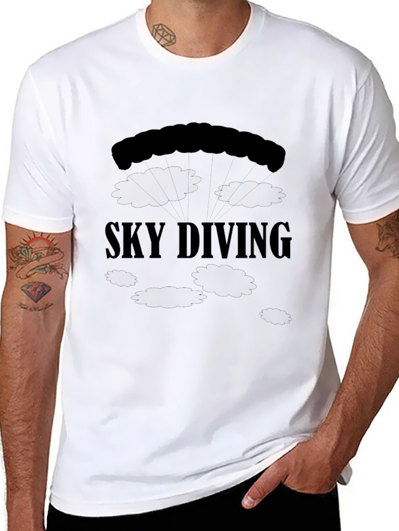Sky Diving Black T-Shirt