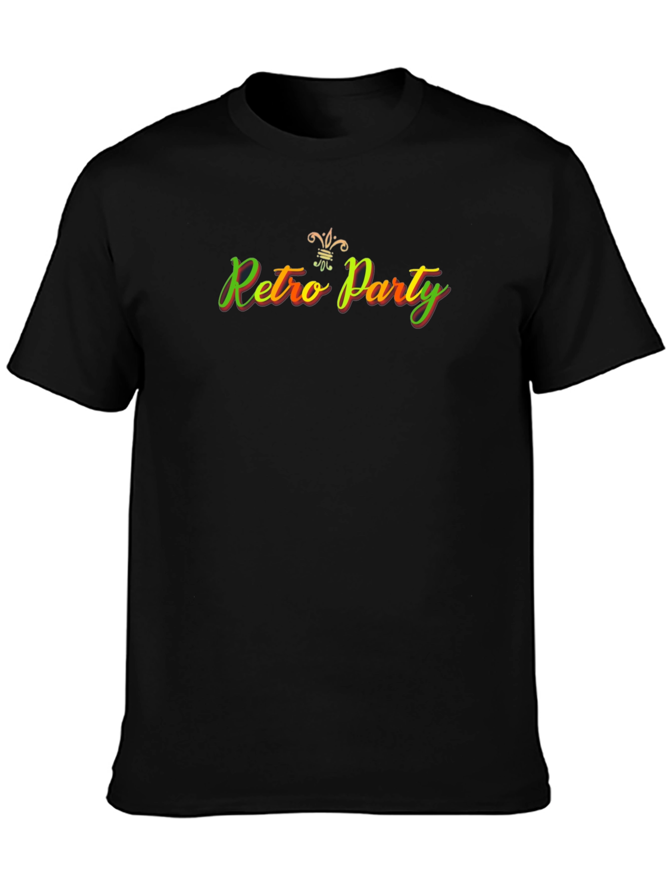 Retro Party Graphic T-Shirt - Black Crew Neck Tee