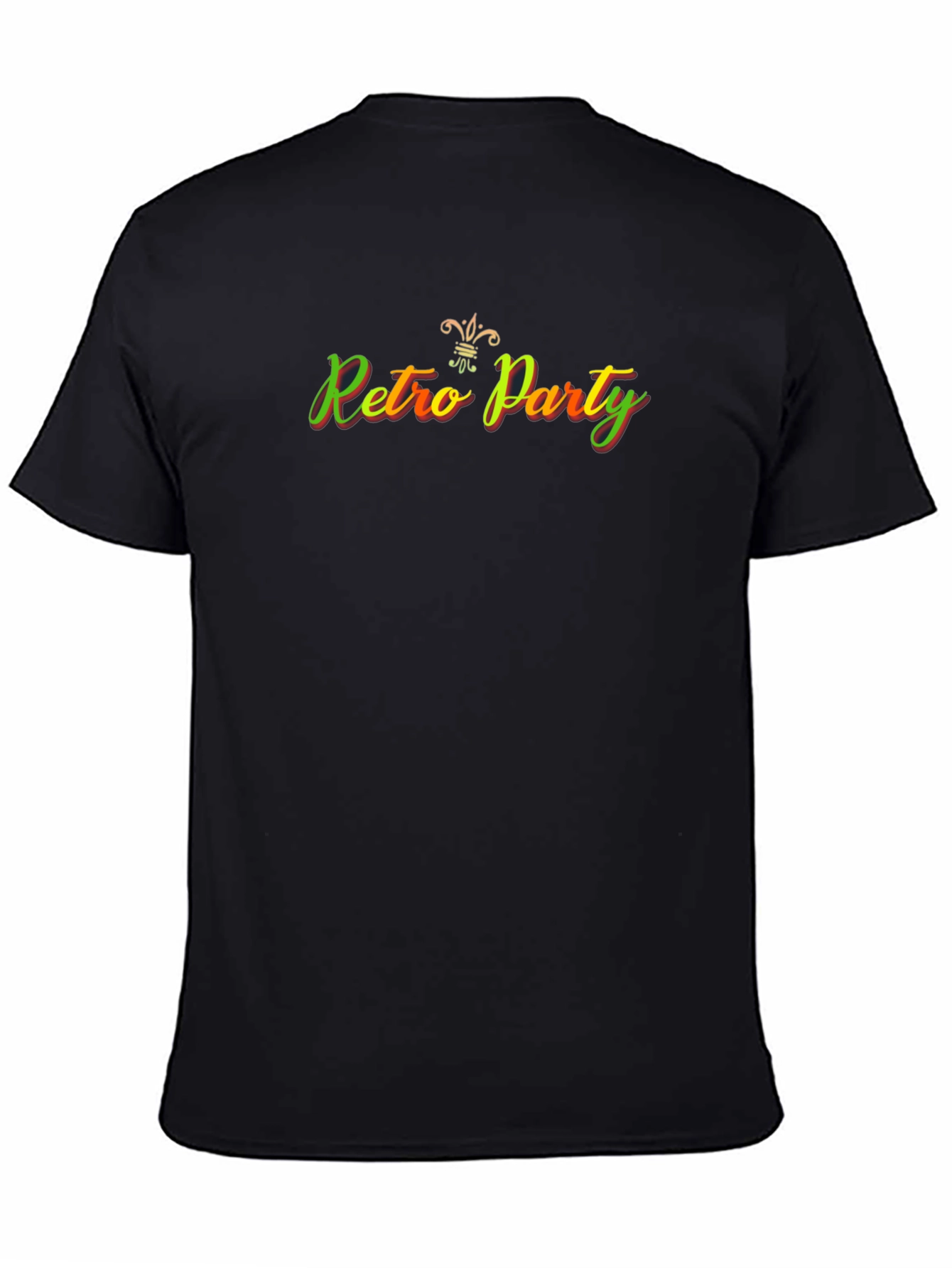 Retro Party Graphic T-Shirt - Black Crew Neck Tee