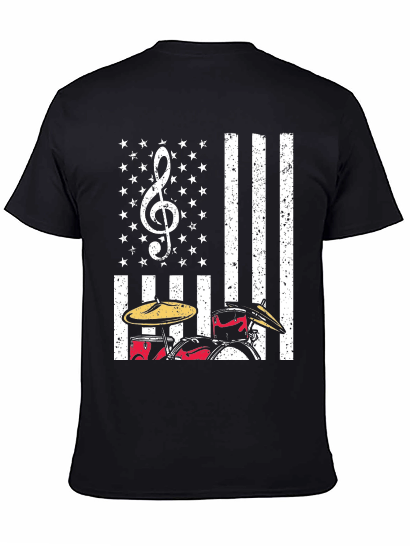Drum Set USA Flag T-Shirt: Patriotic Music Tee