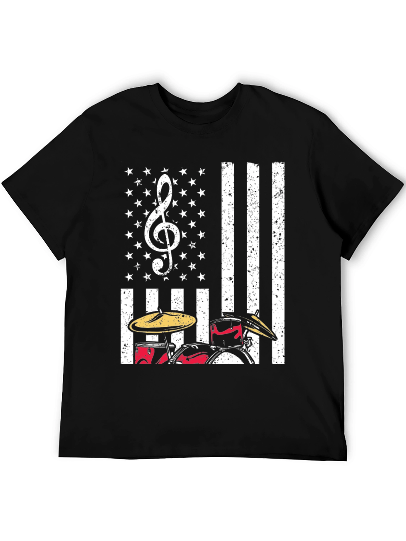 Drum Set USA Flag T-Shirt: Patriotic Music Tee