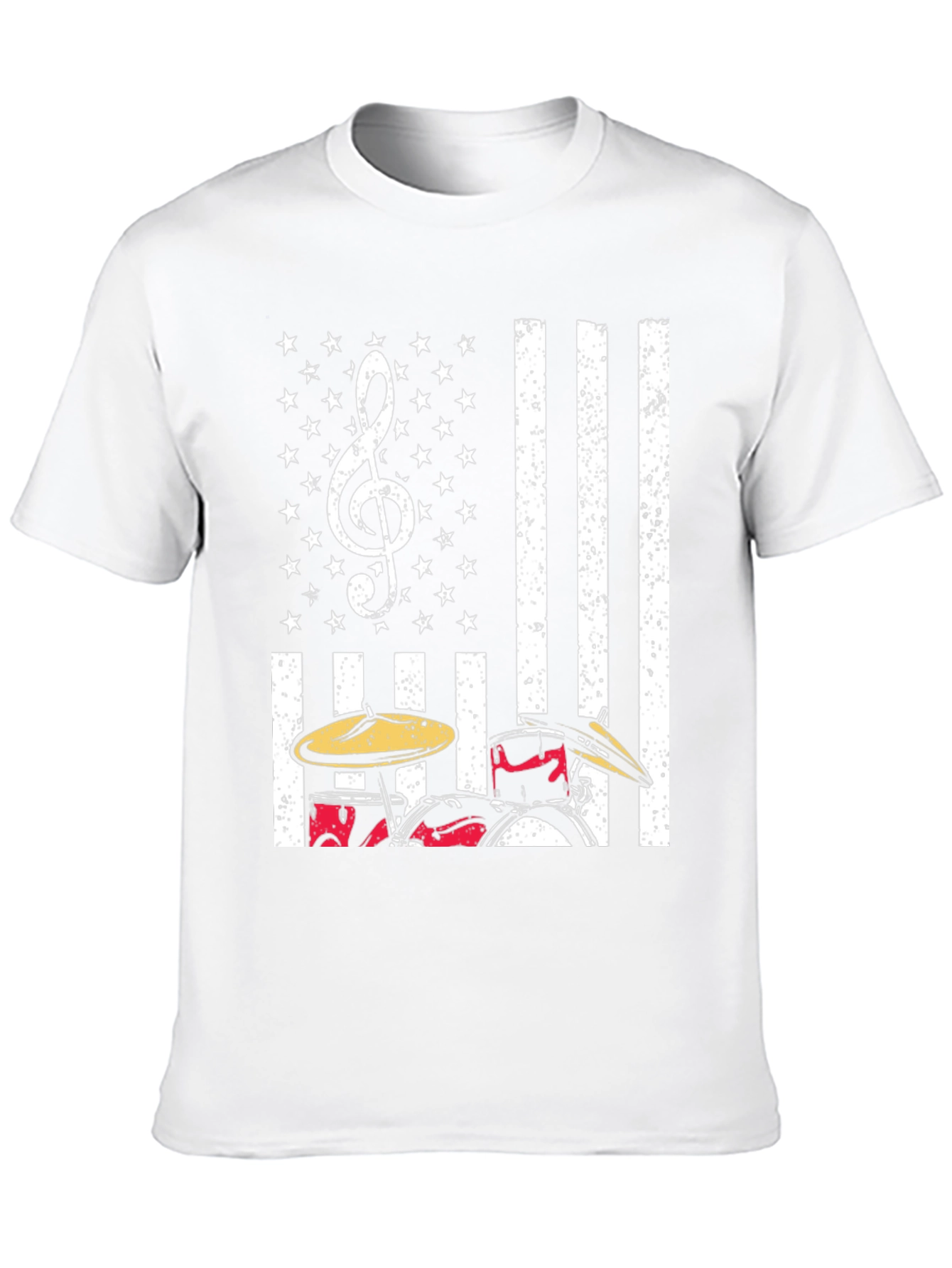 Drum Set USA Flag T-Shirt: Patriotic Music Tee