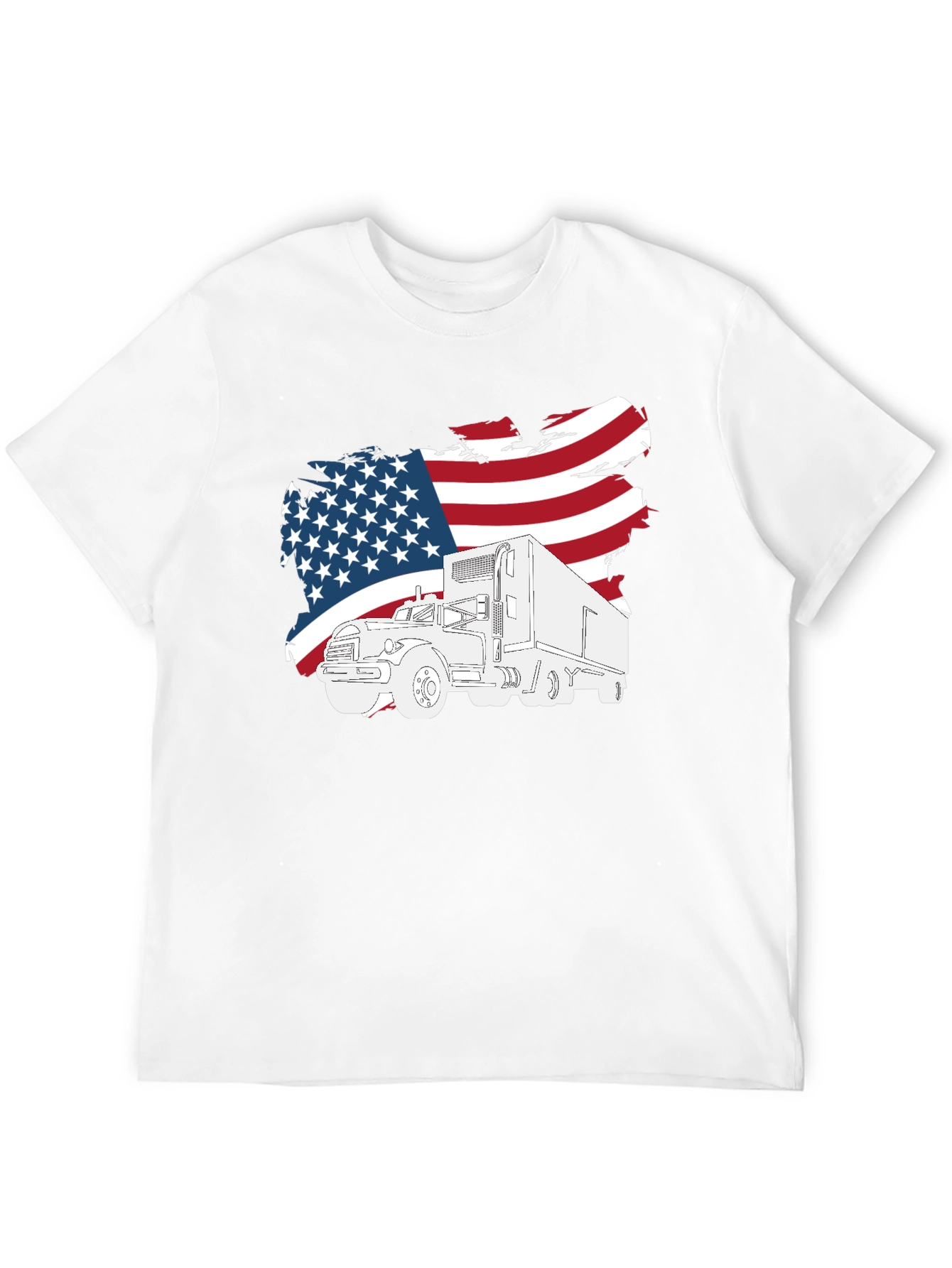 American Trucker T-Shirt - Patriotic USA Flag Design