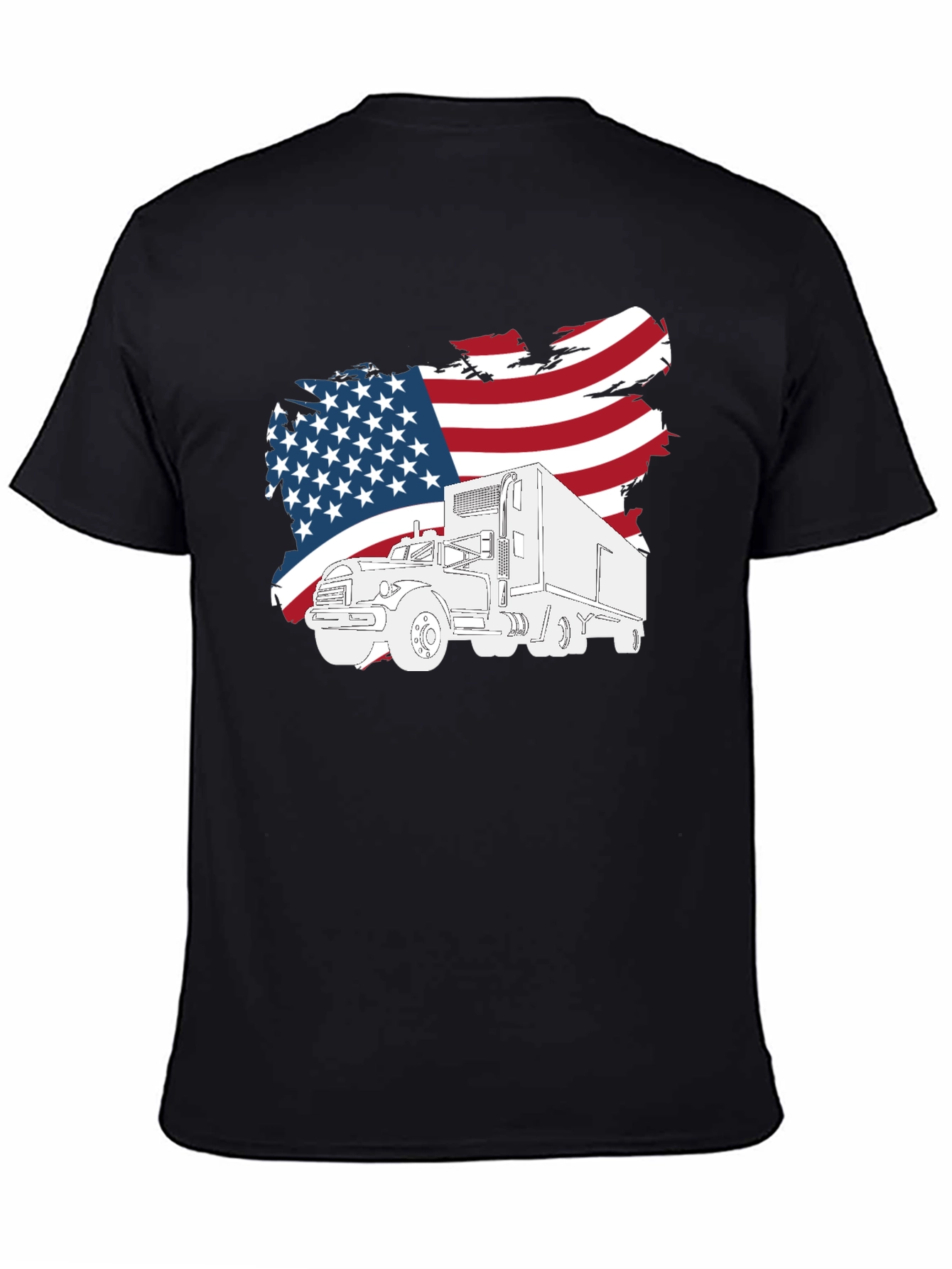 American Trucker T-Shirt - Patriotic USA Flag Design