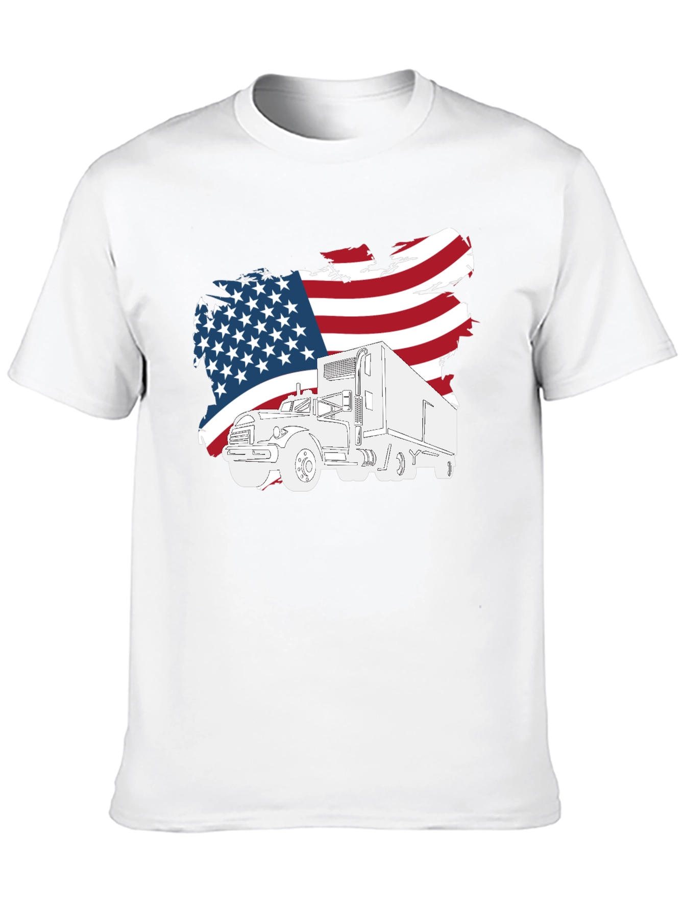 American Trucker T-Shirt - Patriotic USA Flag Design