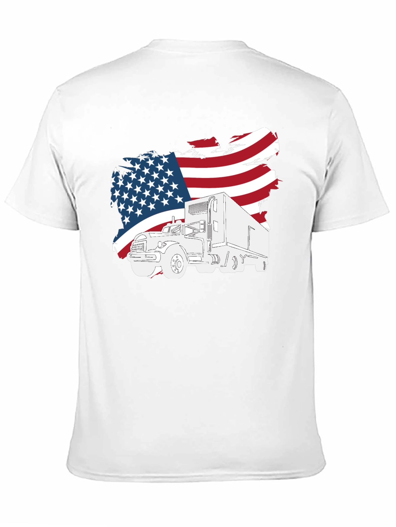 American Trucker T-Shirt - Patriotic USA Flag Design