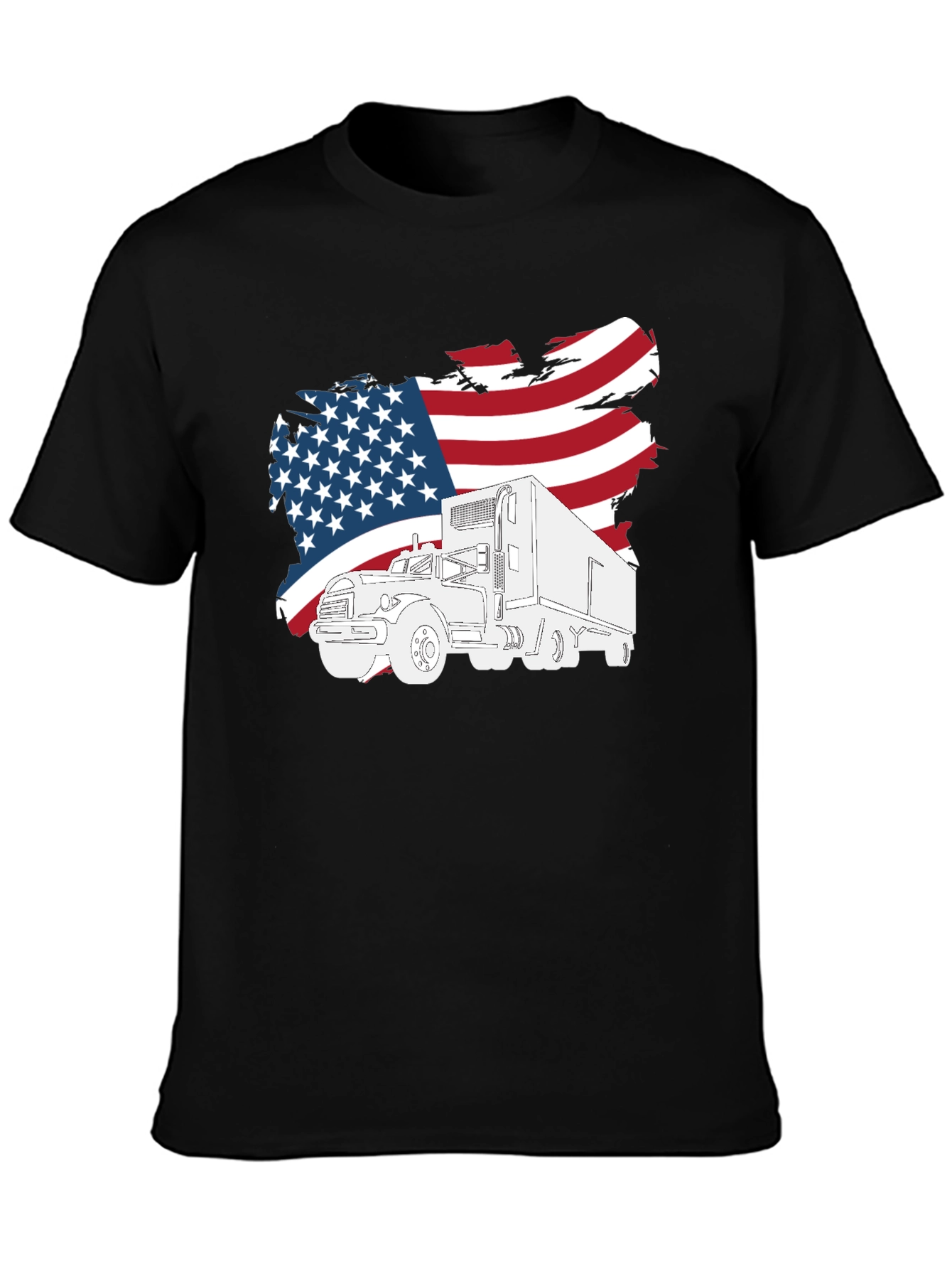 American Trucker T-Shirt - Patriotic USA Flag Design