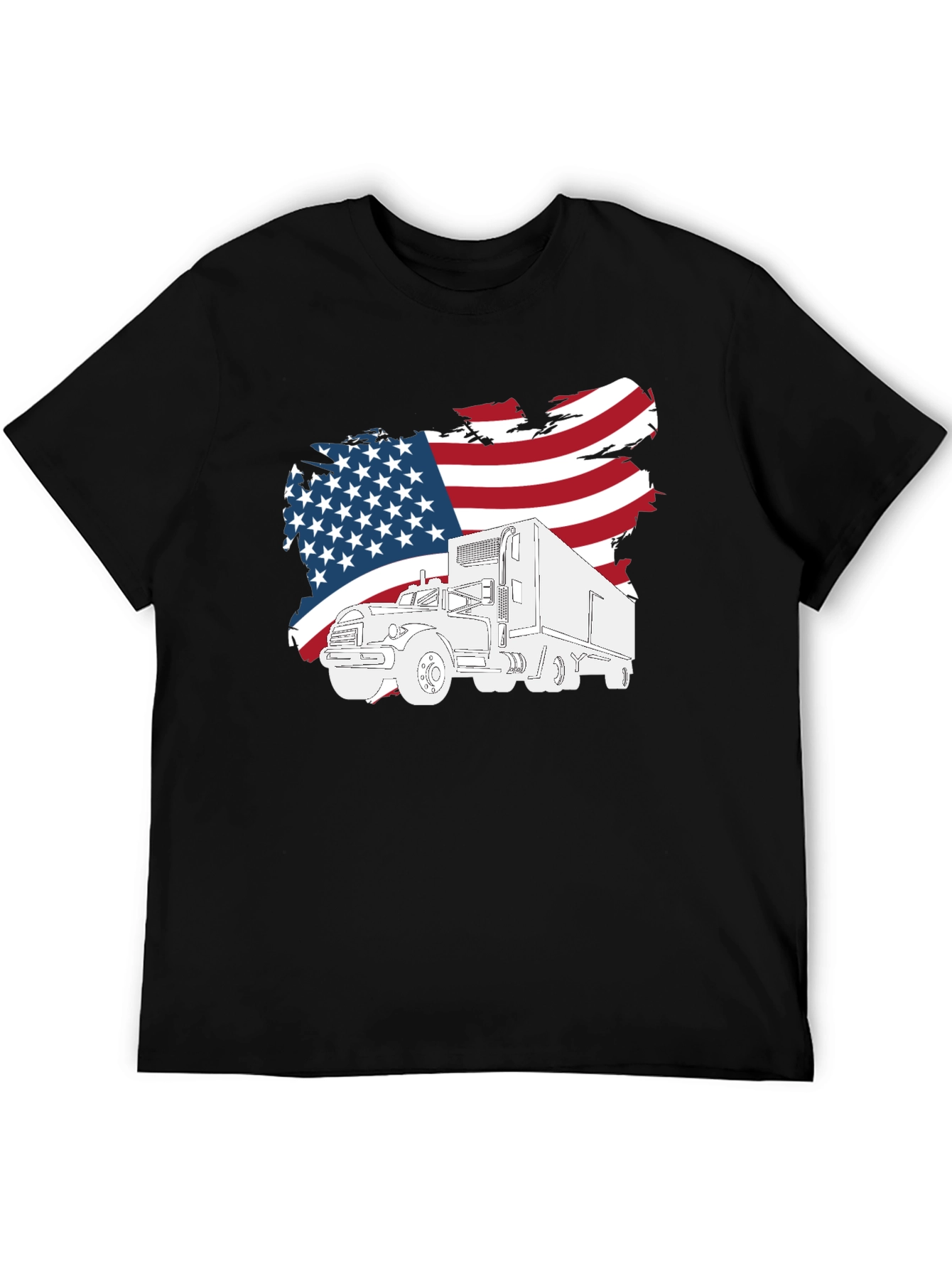 American Trucker T-Shirt - Patriotic USA Flag Design
