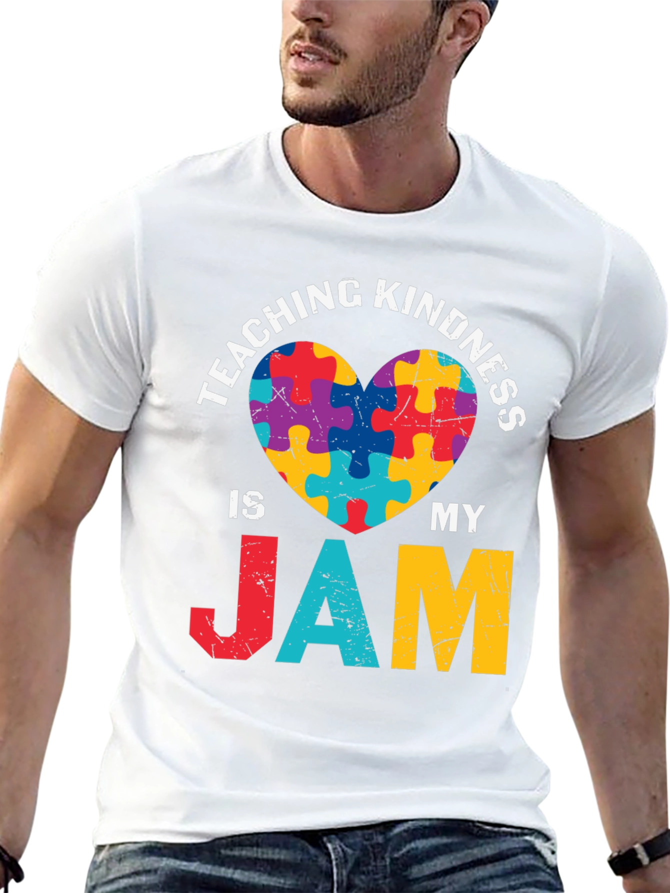 Teaching Kindness is My Jam Puzzle Heart Tee