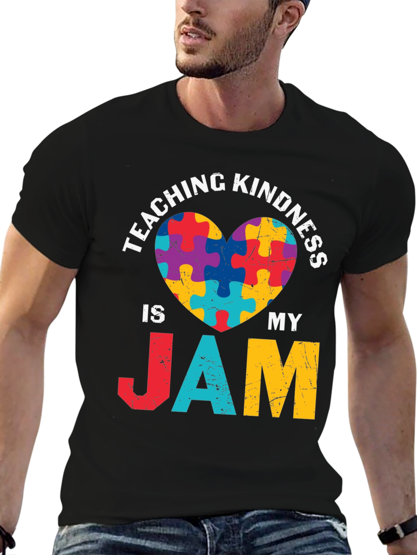 Teaching Kindness is My Jam Puzzle Heart Tee