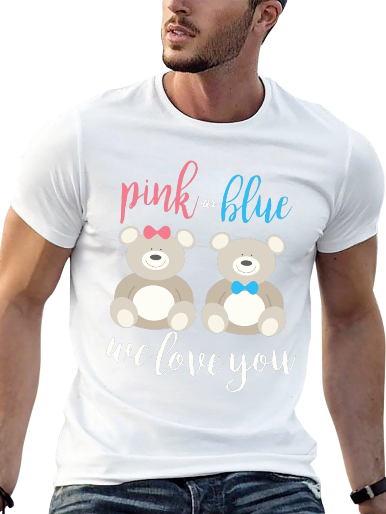Pink or Blue Teddy Bear Gender Reveal T-Shirt