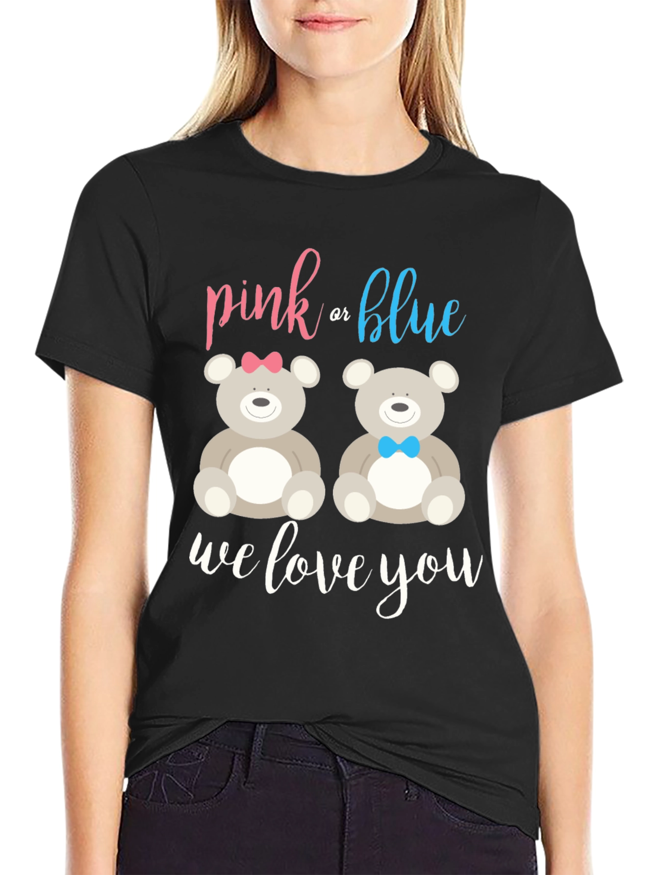 Pink or Blue Teddy Bear Gender Reveal T-Shirt
