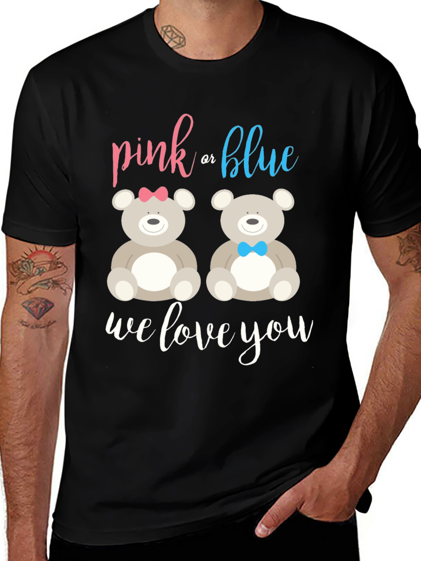 Pink or Blue Teddy Bear Gender Reveal T-Shirt