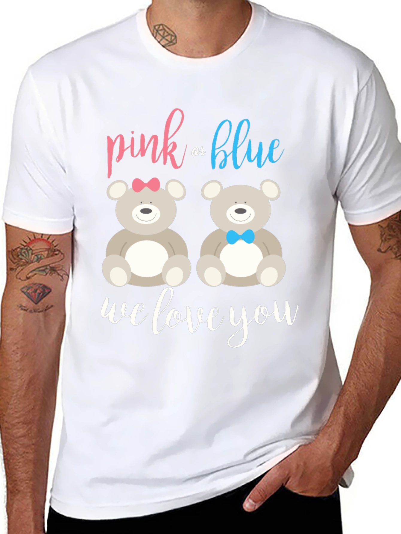 Pink or Blue Teddy Bear Gender Reveal T-Shirt