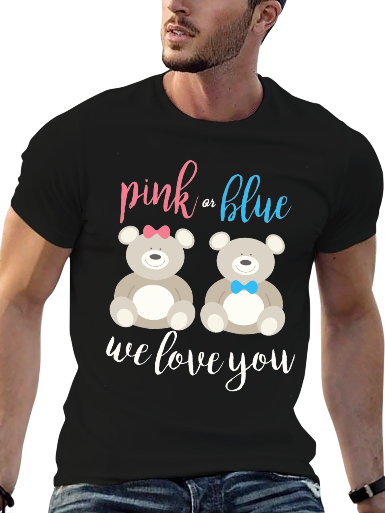 Pink or Blue Teddy Bear Gender Reveal T-Shirt