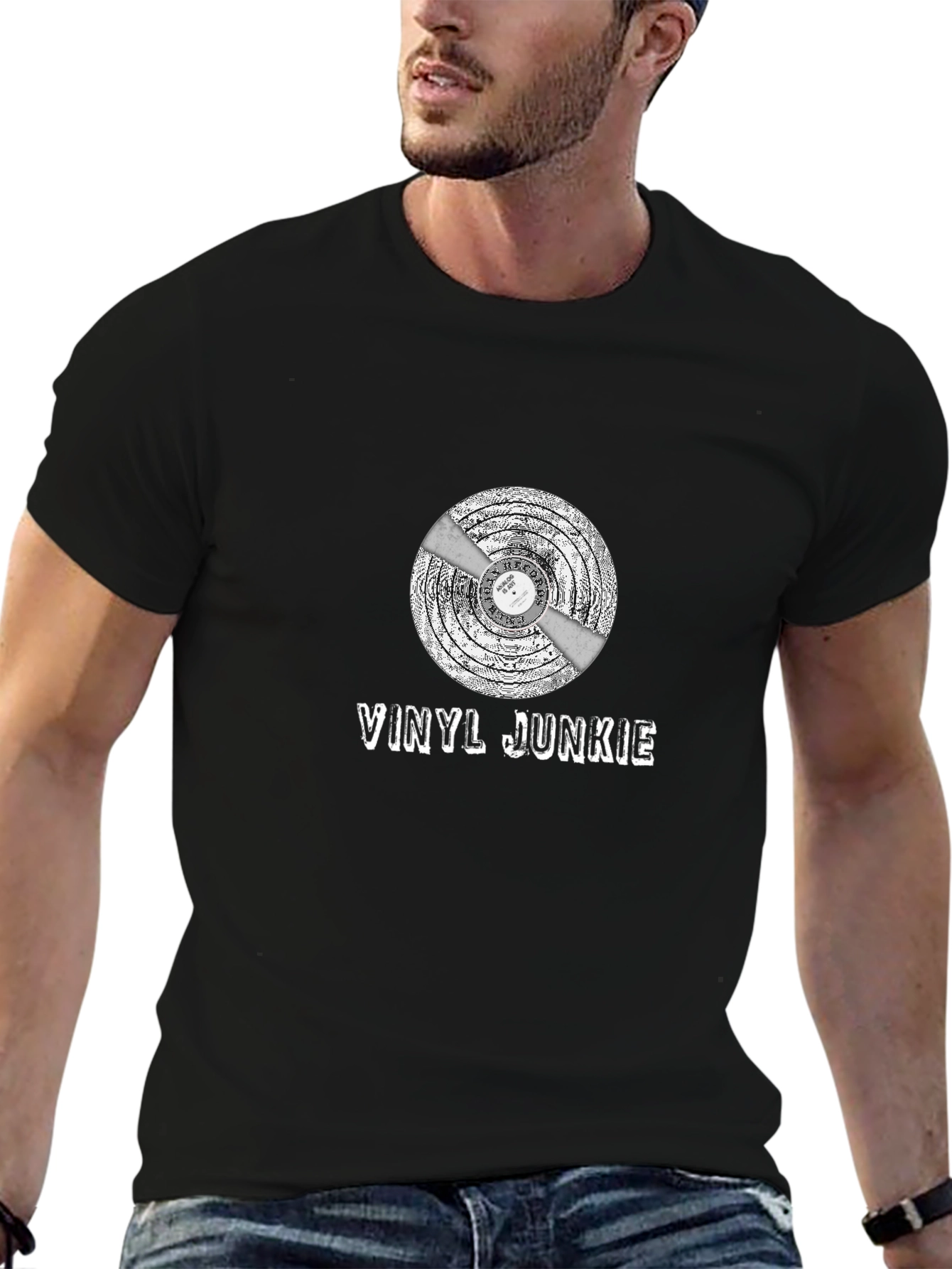 Vinyl Junkie Graphic T-Shirt - Music Lover Tee