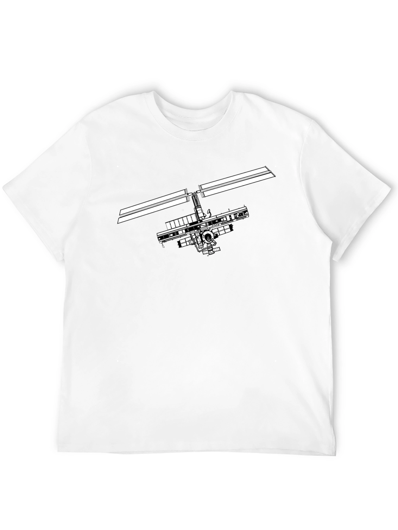 Space Station Graphic Tee - Black Cotton T-Shirt