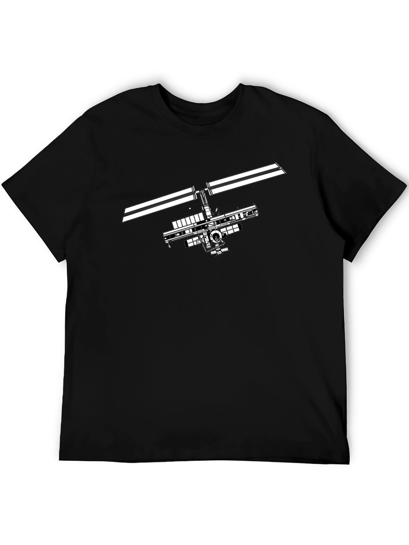 Space Station Graphic Tee - Black Cotton T-Shirt