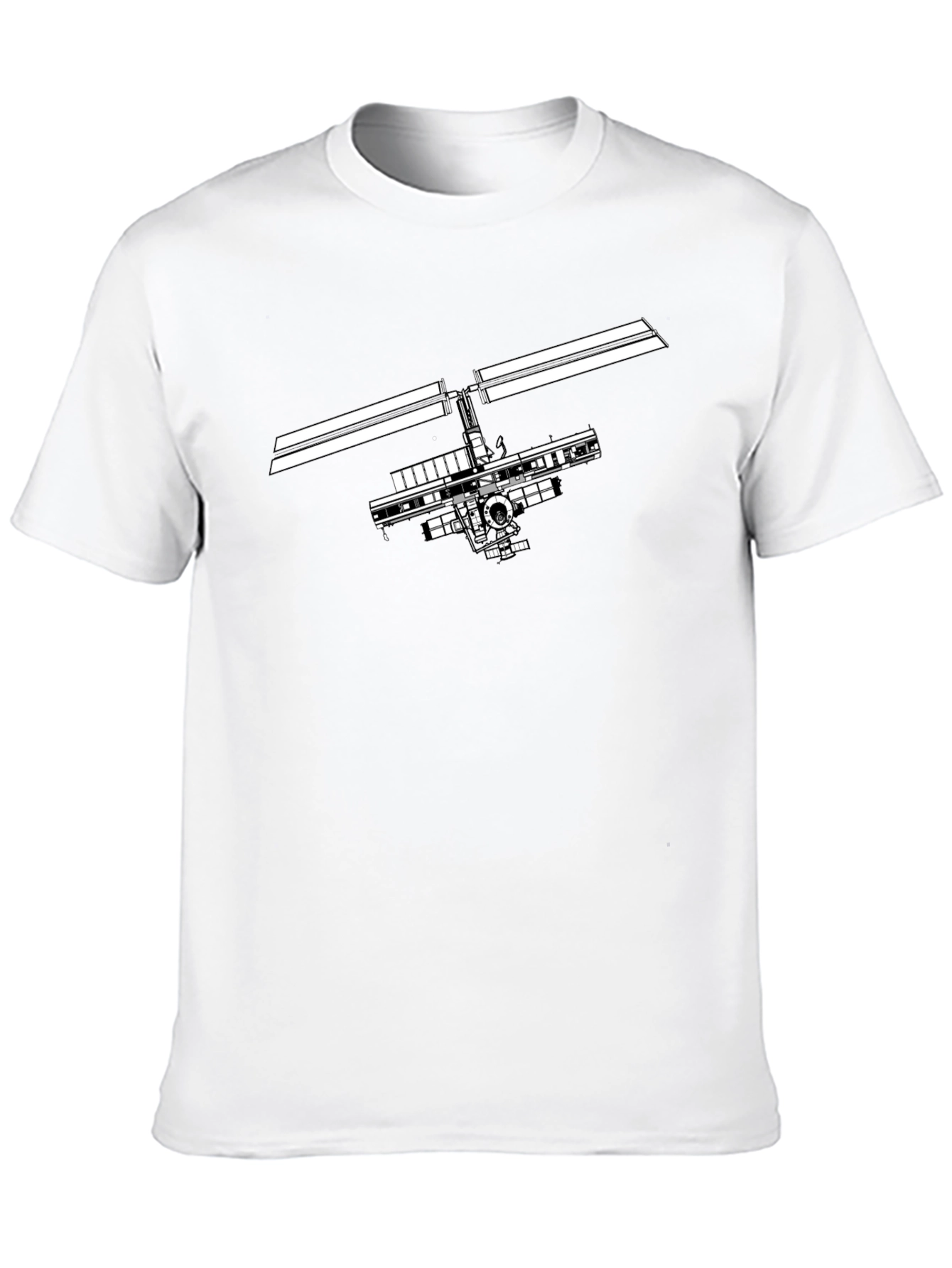 Space Station Graphic Tee - Black Cotton T-Shirt