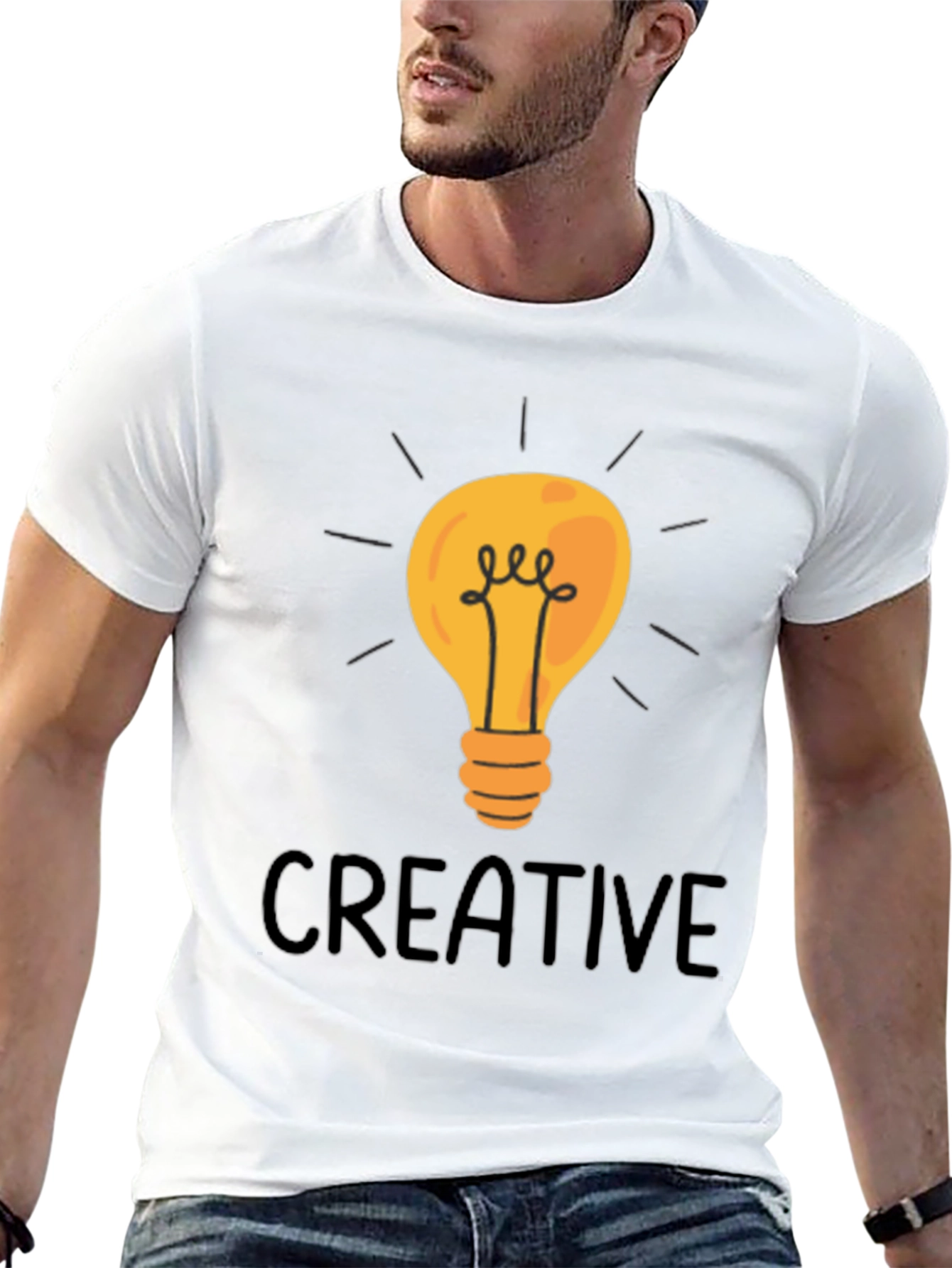 Creative Light Bulb Graphic Tee - Black