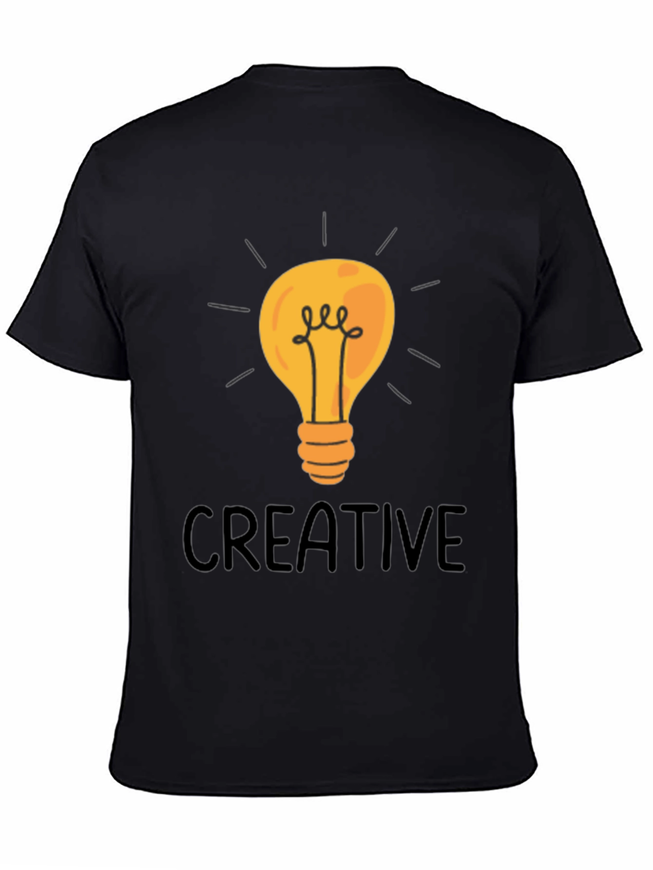 Creative Light Bulb Graphic Tee - Black