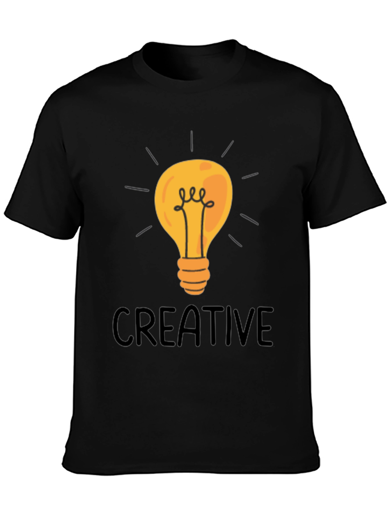 Creative Light Bulb Graphic Tee - Black