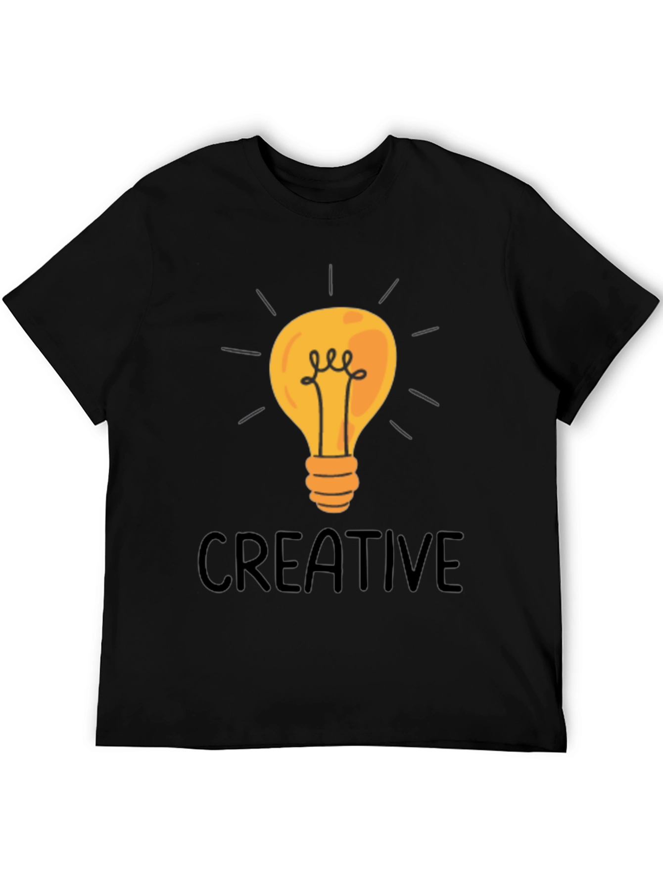 Creative Light Bulb Graphic Tee - Black