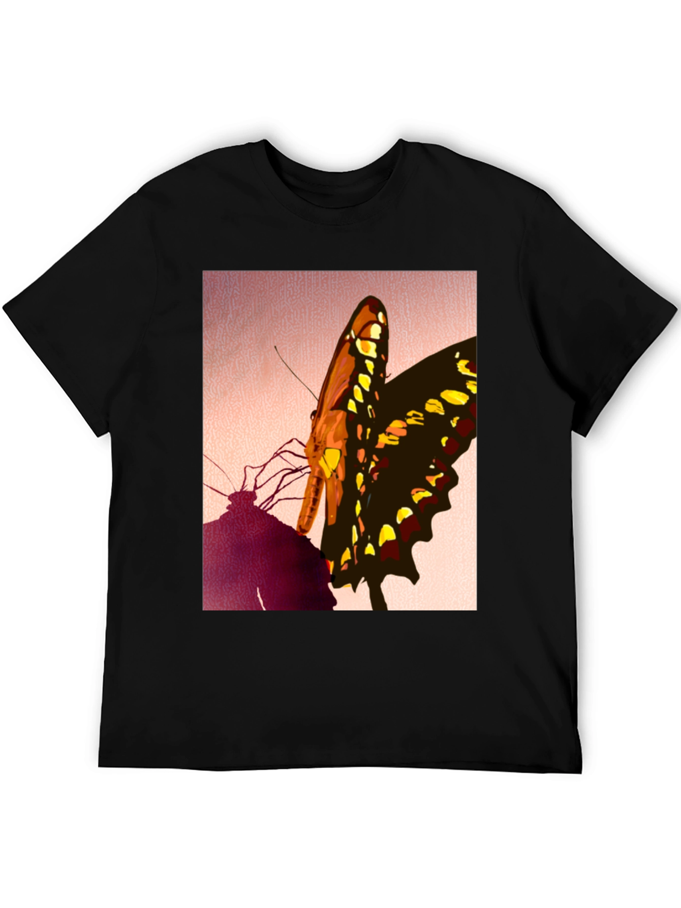 Butterfly Graphic Tee - Stylish Mens Black T-Shirt