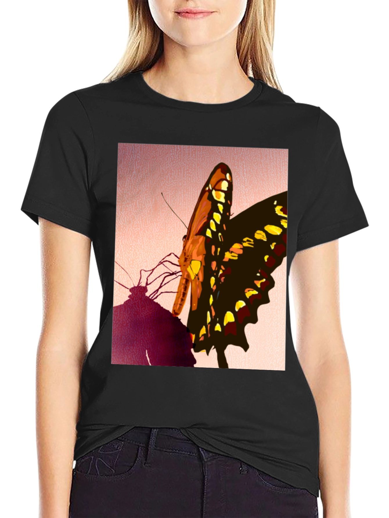 Butterfly Graphic Tee - Stylish Mens Black T-Shirt