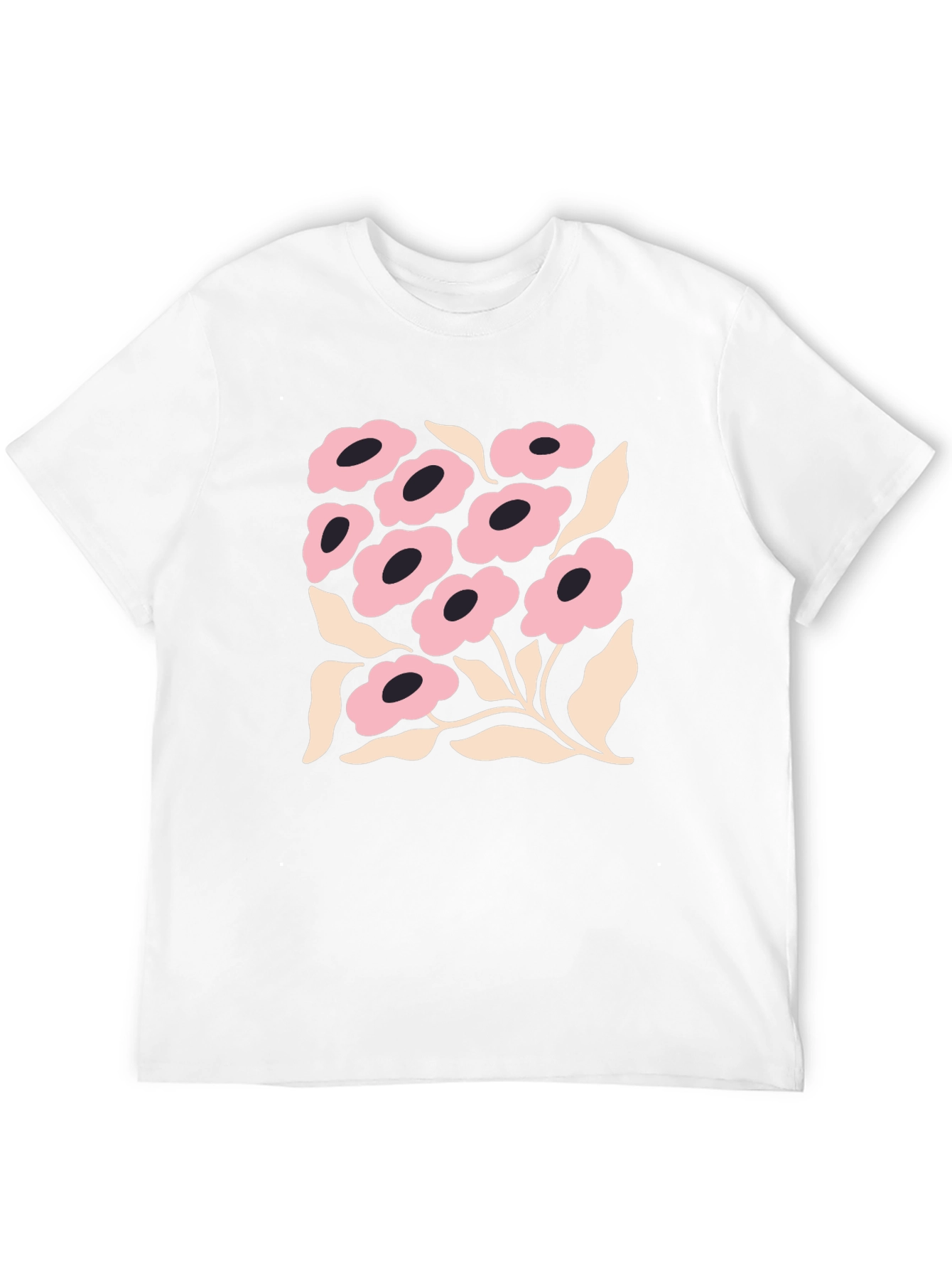 Floral Graphic Print Black Crew Neck T-Shirt