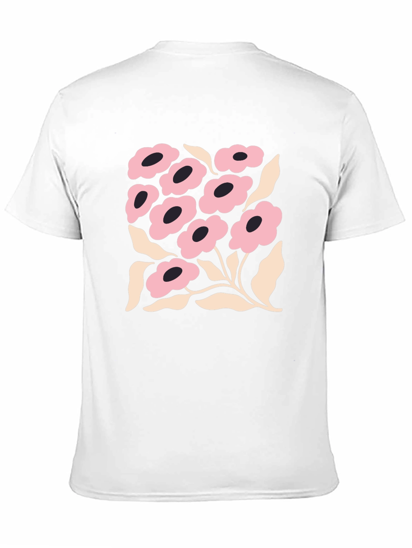 Floral Graphic Print Black Crew Neck T-Shirt