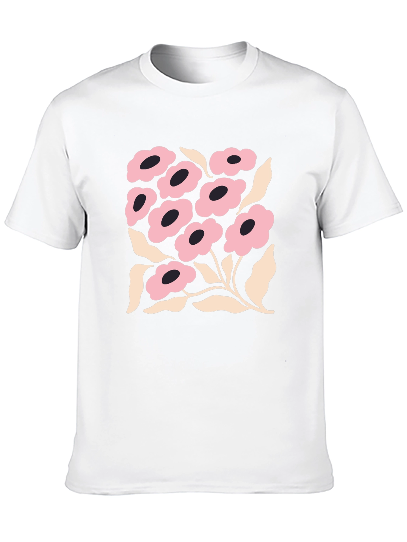 Floral Graphic Print Black Crew Neck T-Shirt