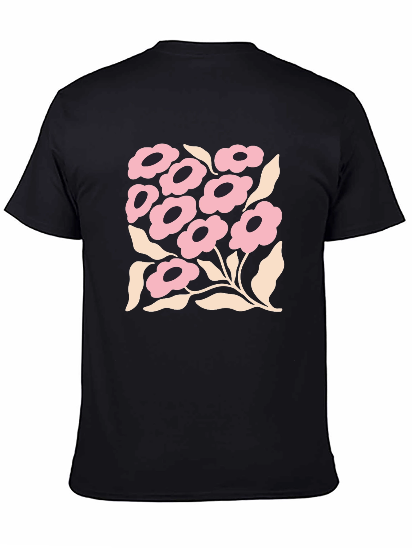 Floral Graphic Print Black Crew Neck T-Shirt