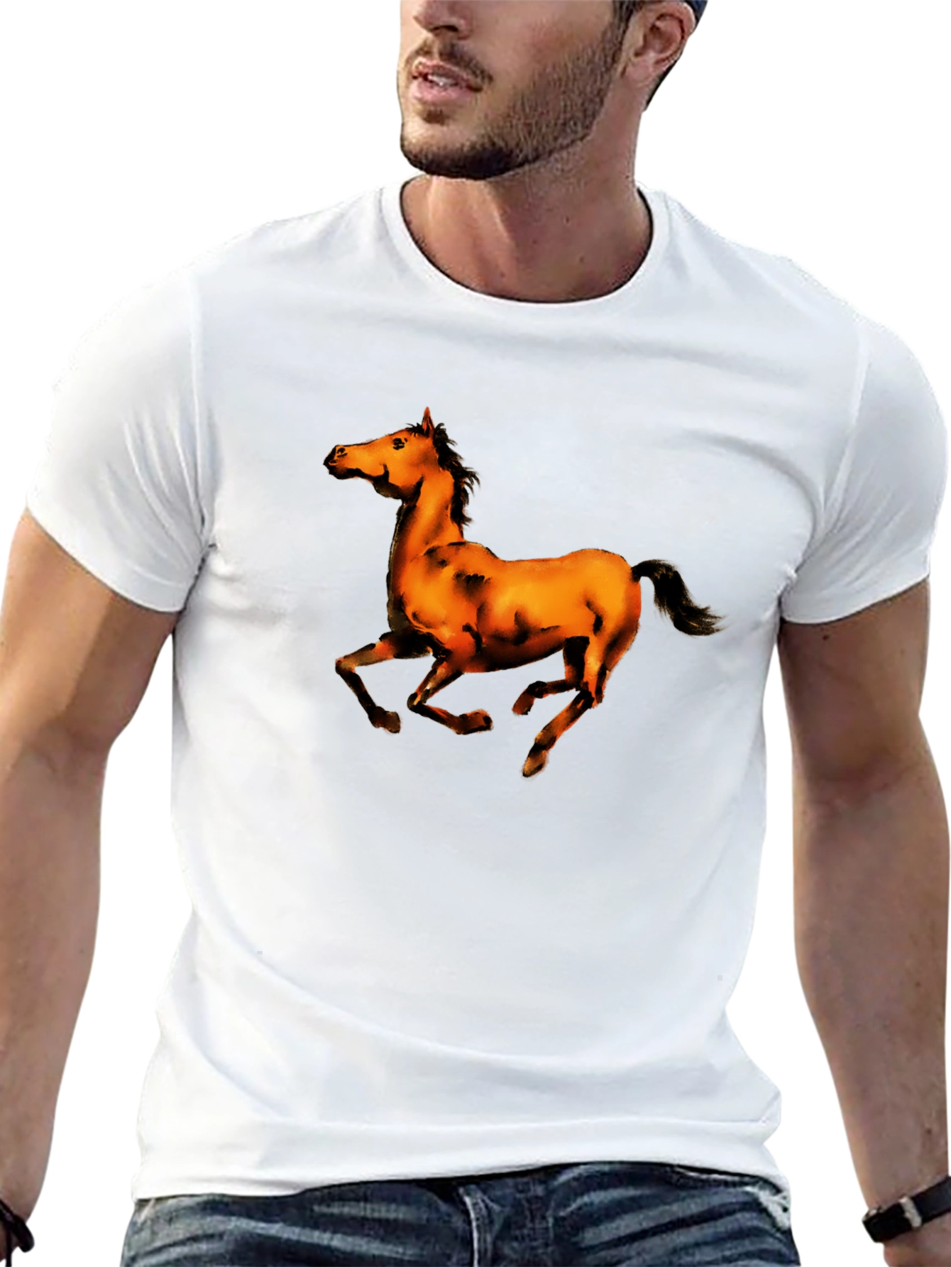 Black T-Shirt with Horse Graphic