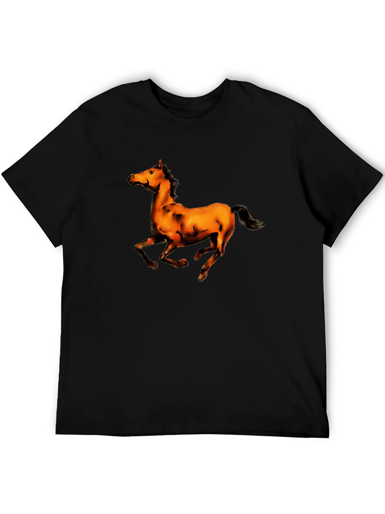 Black T-Shirt with Horse Graphic