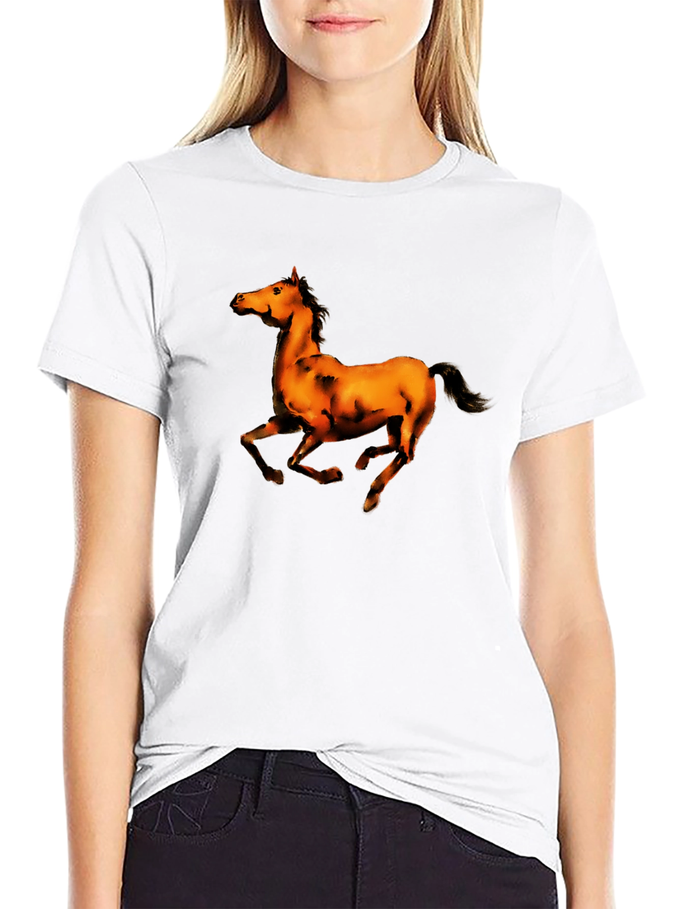 Black T-Shirt with Horse Graphic