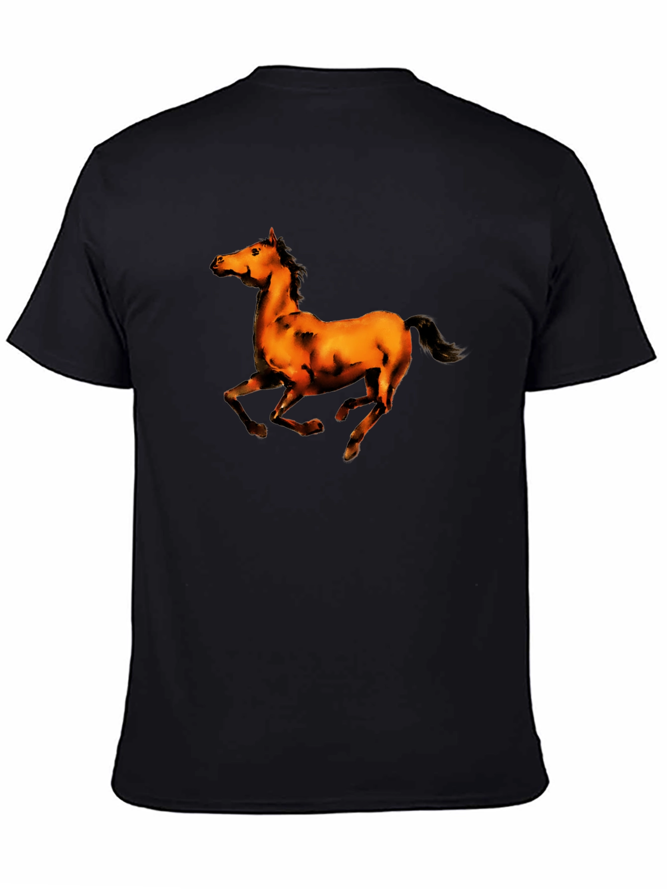 Black T-Shirt with Horse Graphic