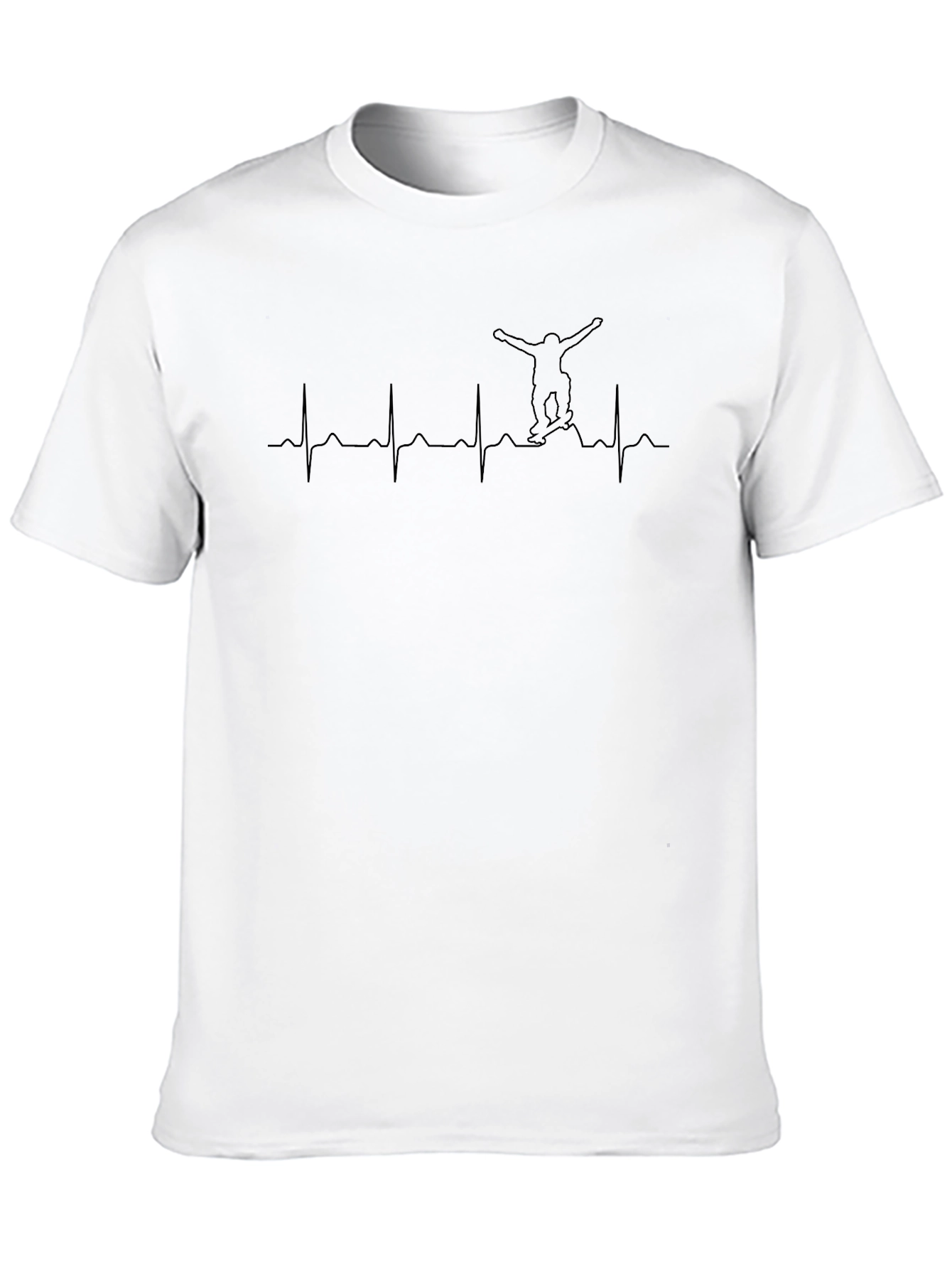 Skateboard Heartbeat Graphic Tee - Black T-Shirt