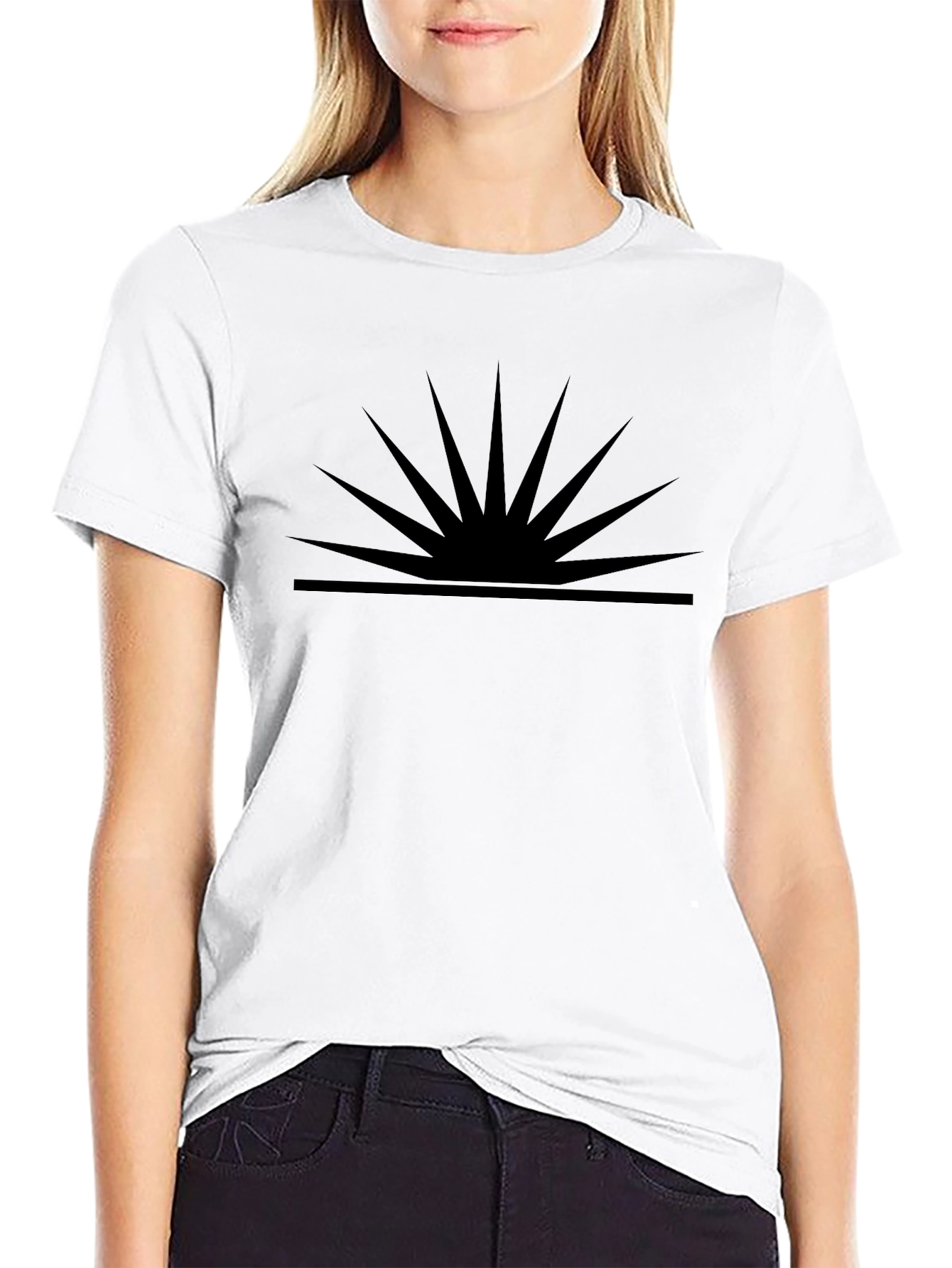 Mens Black Graphic Tee - Rising Sun Design