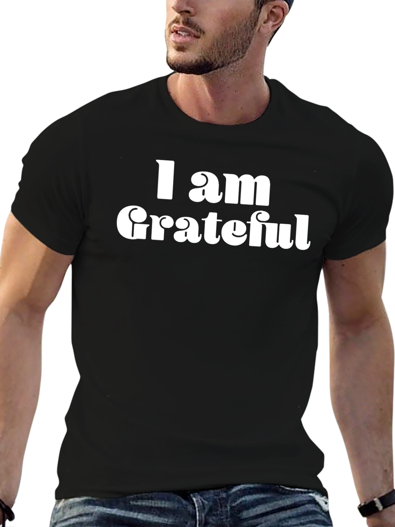Grateful Black T-Shirt - Positive Message