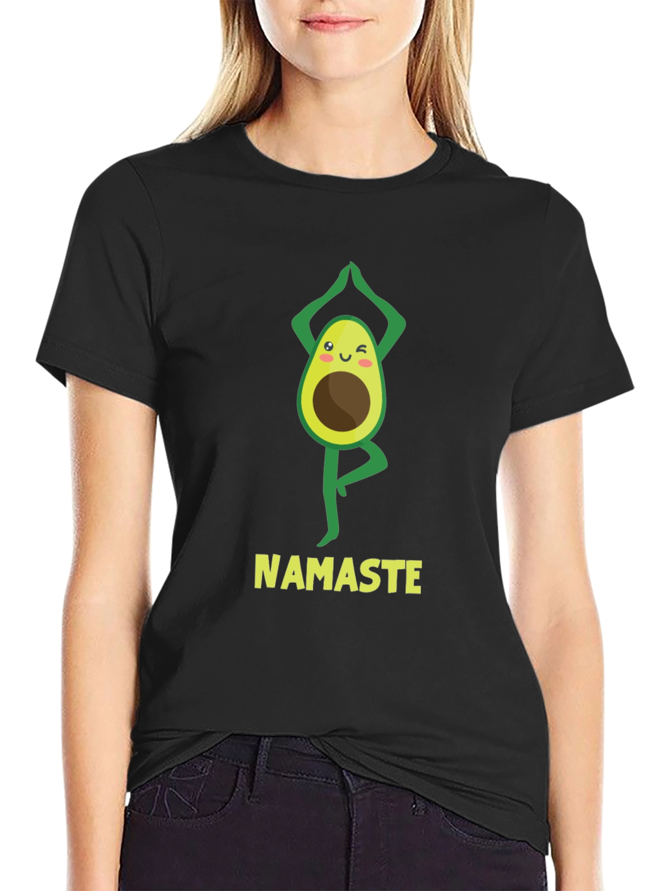 Namaste Avocado Yoga Black T-Shirt
