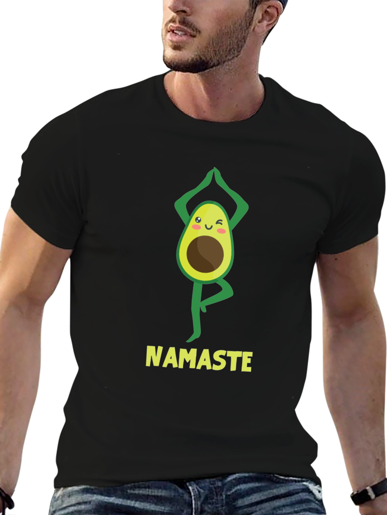 Namaste Avocado Yoga Black T-Shirt