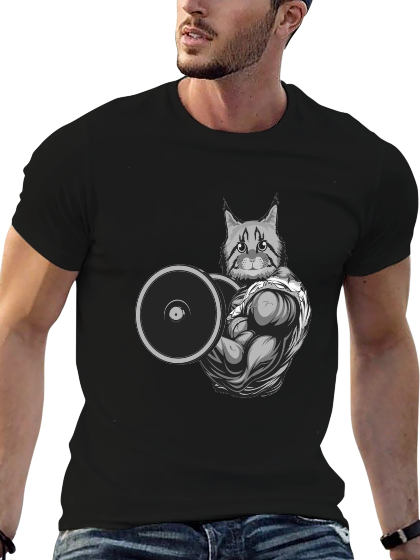 Cat Lifting Weights T-Shirt